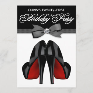 Invitation Tie papillon rouge noir pour la fête d'anniversair