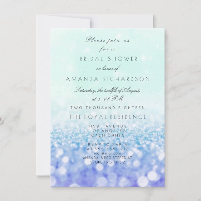 Invitation Tiffany Aqua Purple VIP Mint Parties scintillant F (Devant)