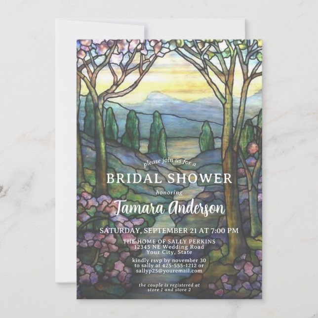 Invitation Tiffany Glass Mountains & Stream Fête des mariées (Devant)