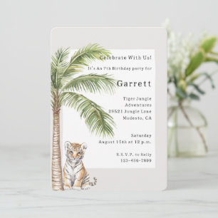Invitation Tiger Jungle Animal Palm Tree Anniversaire