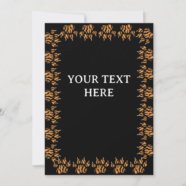 Invitation Tiger Paw Dessin Bordure Vide Texte personnalisé (Devant)