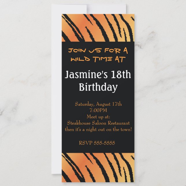 Invitation Tiger Poster de animal Anniversaire Fête Invitatio (Devant)
