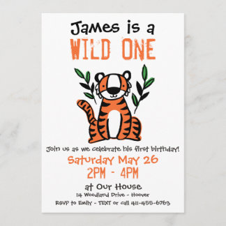 Invitation Tiger Wild One Bird Party