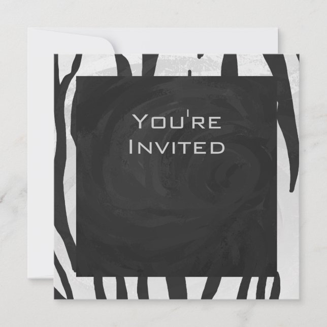 Invitation Tigre Monogramme Impression Noir et Blanc (Devant)