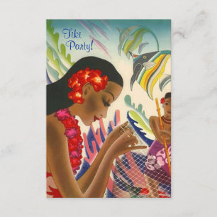 Invitation Tiki Tropical Lei Hawaiian Luau
