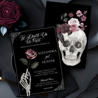 Til Death Aquarelle Squelette Rose Mariage gothiqu