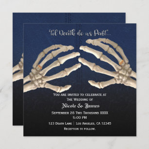 Invitation Til Death Do Blue Skeleton Gold Mariage Marriage