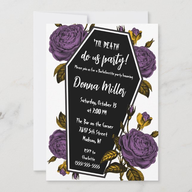 Invitation Til Death Do Us Party, Floral Bachelorette Party (Devant)