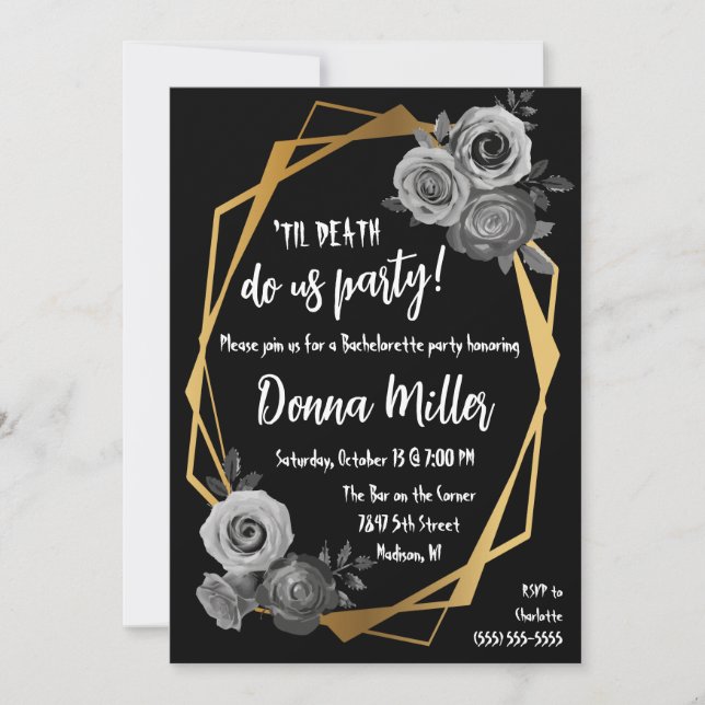 Invitation Til Death Do Us Party, floral Bachelorette Party (Devant)