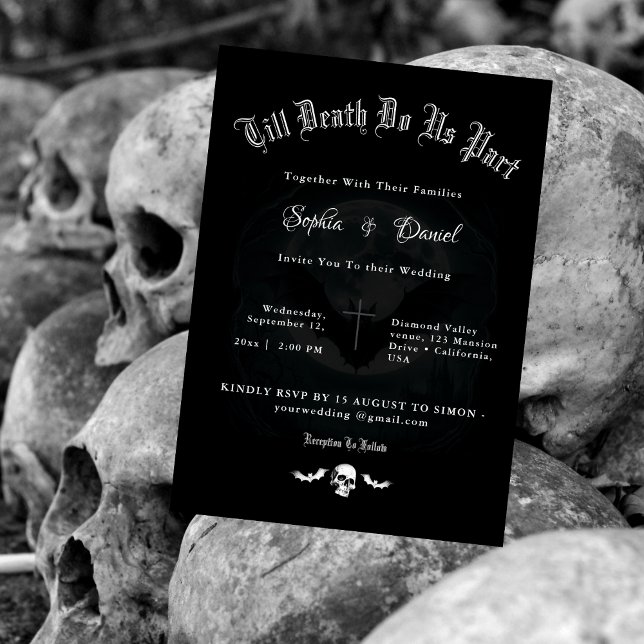 Invitation Till Death Cross Moonlight chauves-souris Mariage  (Créateur téléchargé)