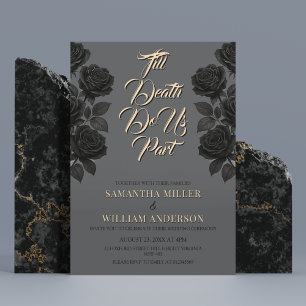 Invitation Till Death Do Us Part Rose noir Mariage gothique