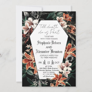 Invitation Till Death Floral Photo Halloween gothique Mariage