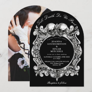 Invitation Till Death Gothic Skuls Photo Arched Mariage