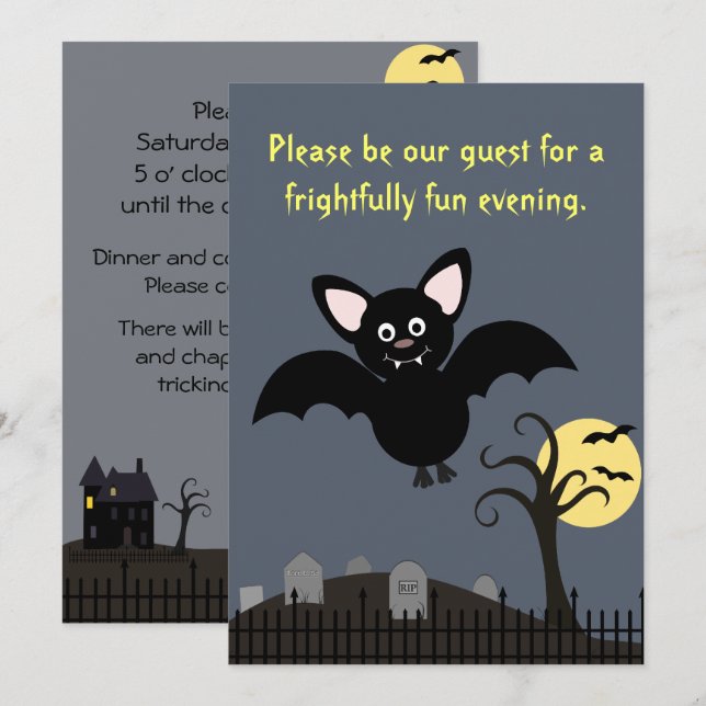 Invitation timbrée de Halloween (Devant / Derrière)