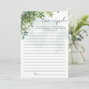 Invitation Time Capsule Keepsaké Baby shower thème de la verd