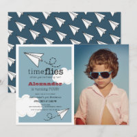 Time Flies Papier Plan Blue Boy Photo Anniversaire