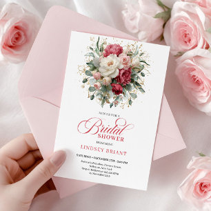Invitation Timeless Boho Rouge Rubis Fête de Mariage