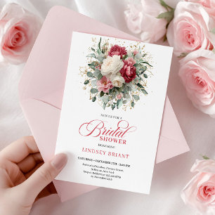 Invitation Timeless Boho Rouge Rubis Fête de Mariage