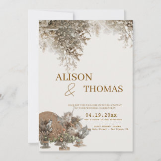 Invitation Timeless Neutral Botanical Wedding Invite