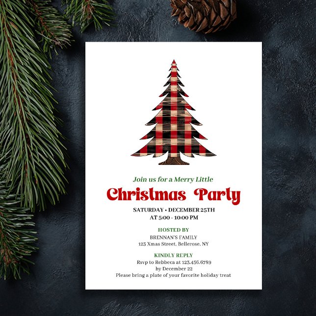 Invitation Timeless Red Black Plaid Christmas Celebration (Timeless Red Black Plaid Christmas Celebration Invitation)