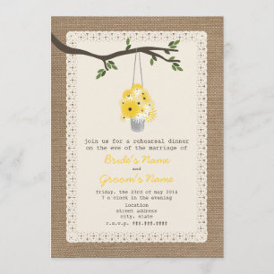 Invitation Tin De Répétition Fleur sauvage Inspiré Par Burlap