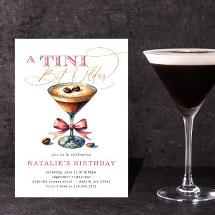 Invitation Tini Bit Ancien Espresso Martini Rose Bow Annivers