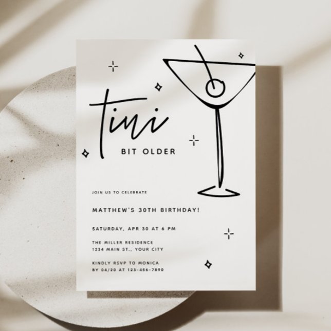 Invitation TIni Bit Anniversaire de Martini (Tini Bit Older Martini Birthday Invitation)