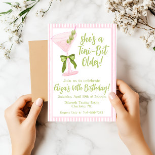 Invitation Tini Bit Anniversaire, Martini Rose & Vert