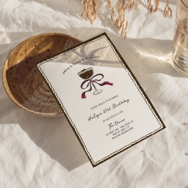 Invitation Tini Bit Plus Ancien Espresso Main Tirée Anniversa (Créateur téléchargé)