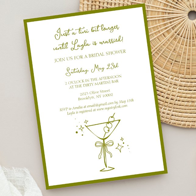 Invitation Tini Bit Plus Longue Sale Martini Fête des mariées (Créateur téléchargé)