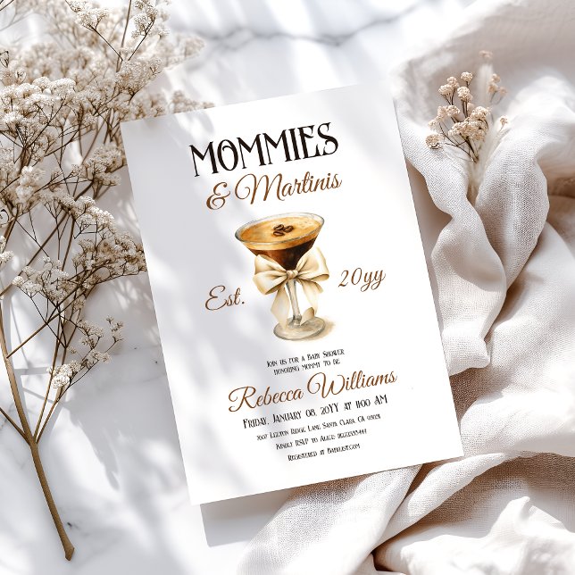 Invitation Tini One Mommies et Baby shower Martini Espresso (Créateur téléchargé)
