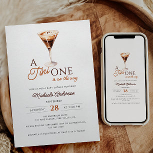 Invitation Tini Un Sur Le Chemin Aquarelle Martini Baby Showe