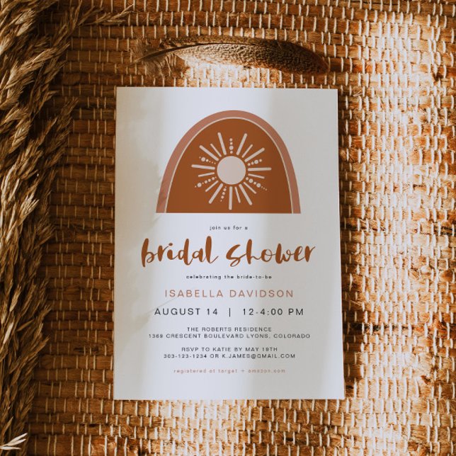 Invitation TINLEY Boho Terracotta Sun Rainbow Fête des mariée (Créateur téléchargé)