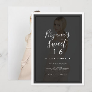 Invitation Tint foncé Tranche Bordure moderne Sweet 16