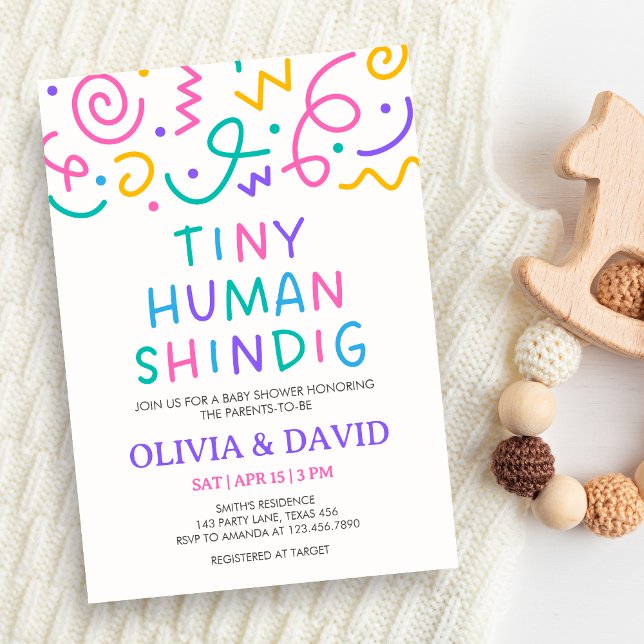 Invitation Tiny Human Shindig Baby Shower (Retro Tiny Human Shindig Baby Shower Invitation)