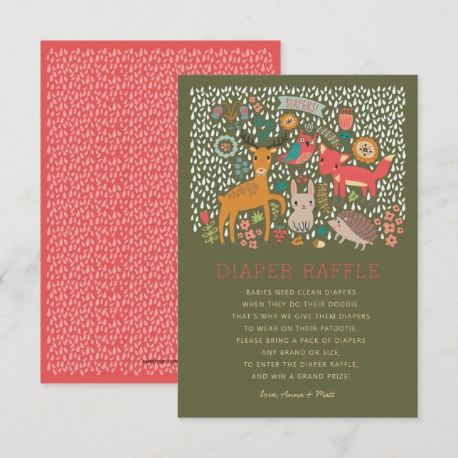 Invitation Tirage au sort de couches pour Baby Shower sur les (Devant / Derrière)