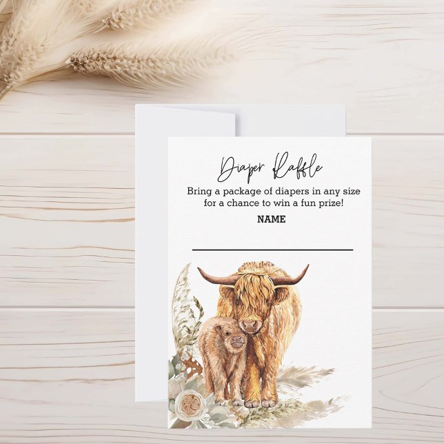 Invitation Tirage de couche Boho Highland Cow Baby Shower  (Créateur téléchargé)