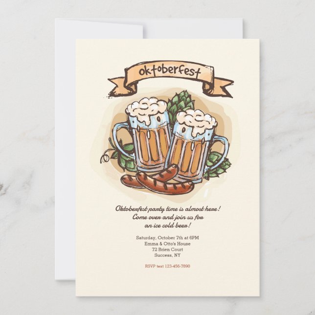 Invitation tirée à la main de la fête de la bière (Devant)