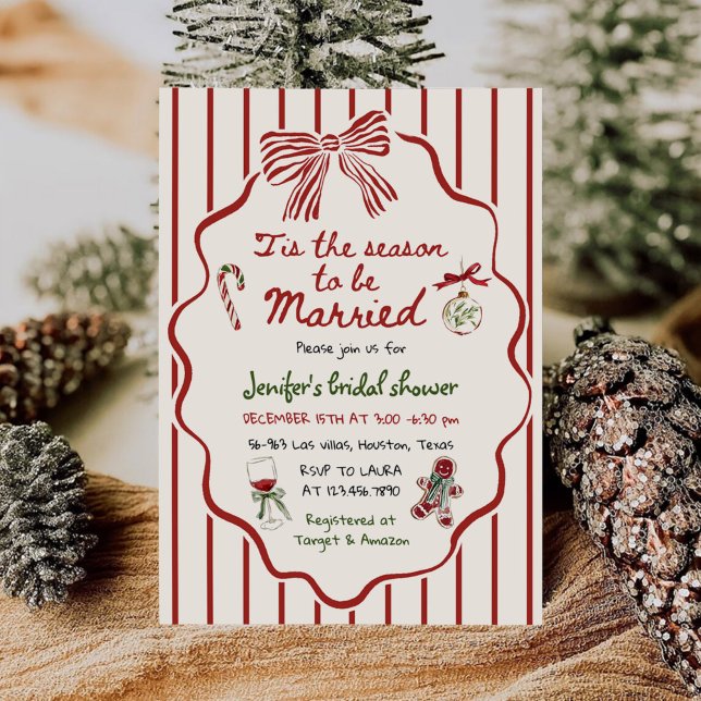 Invitation Tis The Season Hand Drawn Christmas Bridal Shower (Créateur téléchargé)