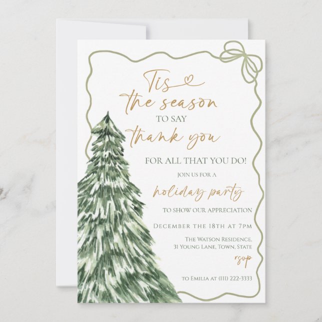 Invitation Tis the season to say thank you Holiday Party (Devant)