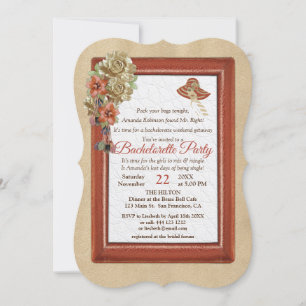Invitation Tissu en cuir et daim Art Bachelorette Party