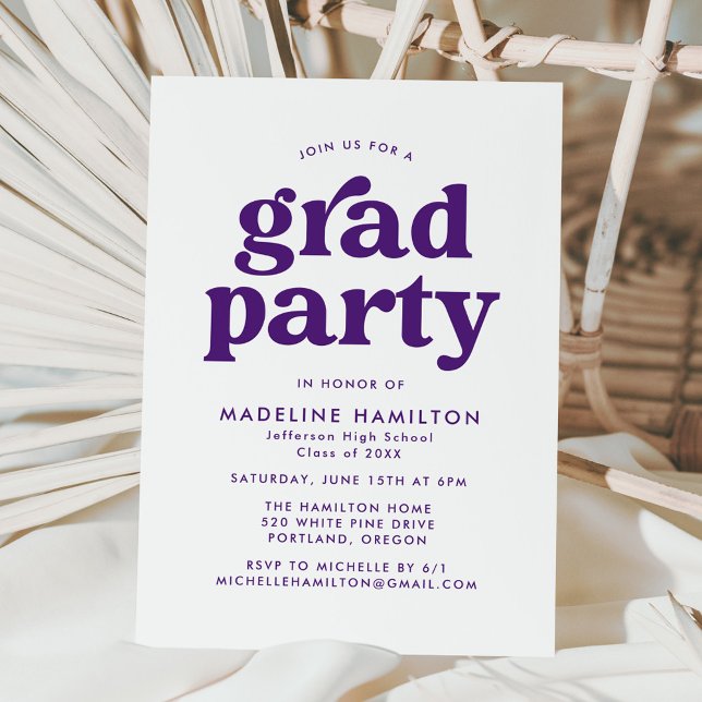 Invitation Titre de Graduation en typographie violette Gras (Créateur téléchargé)