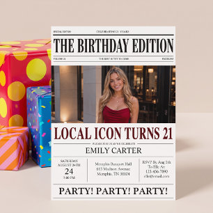 Invitation Titre de journal drôle pour une fête d'anniversair