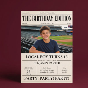 Invitation Titre de journal humoristique pour l'anniversaire