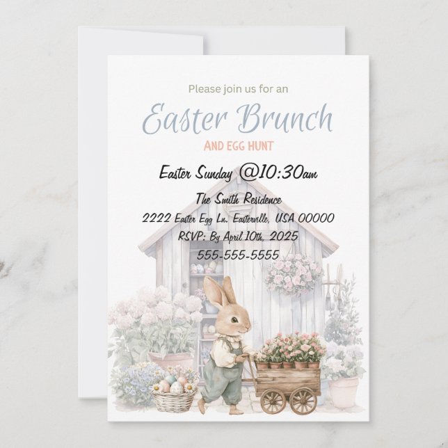 Invitation to a Charming Easter Brunch & Egg Hunt  (Front)