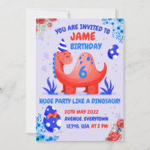 Invitation to a child's dinosaur birthday party