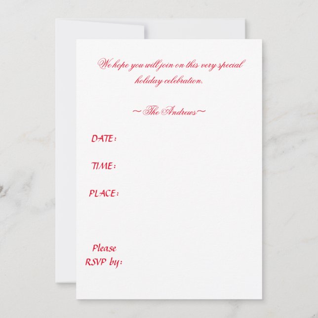 INVITATION TO A CHRISTMAS PARTY (Back)