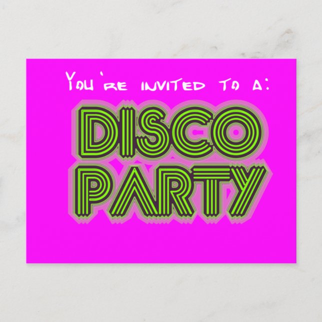 Invitation to a disco party postcard (Front)