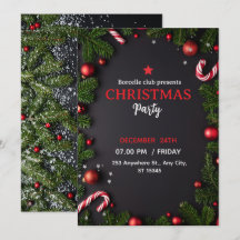 Invitation to a rustic Christmas party with a beau