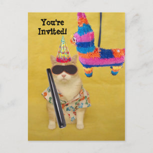 Invitation to Birthday with Pinata! Postcard